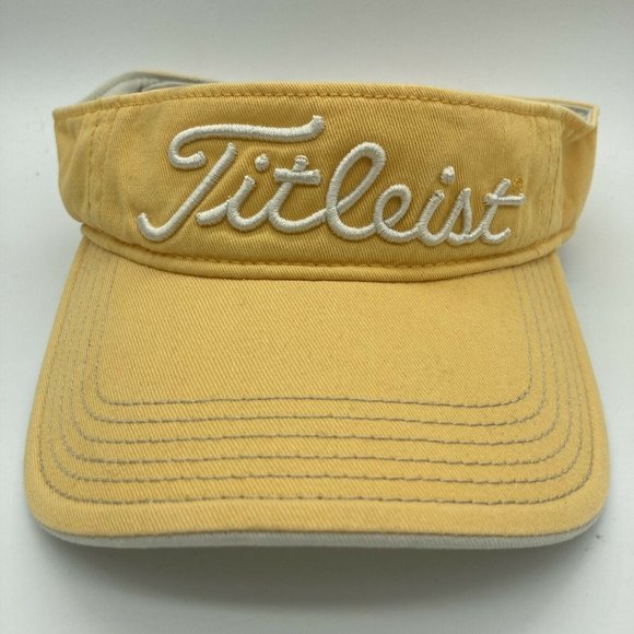 Titleist Sun Visor Gold Yellow Adjustable Strapback Golf Cap Hat Sports Outdoors
